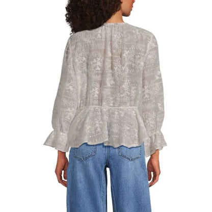 Women's Feminine Ruffle Chiffon V-neck Blouse