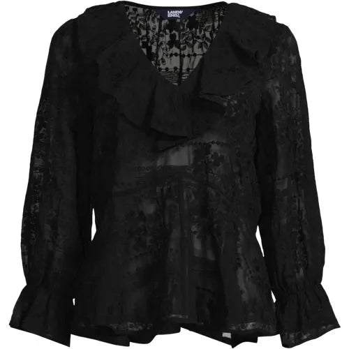 Women's Feminine Ruffle Chiffon V-neck Blouse