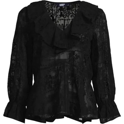 Women's Feminine Ruffle Chiffon V-neck Blouse