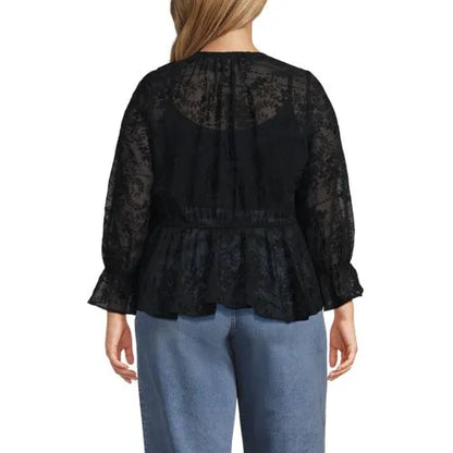 Women's Feminine Ruffle Chiffon V-neck Blouse