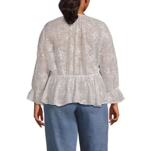 Women's Feminine Ruffle Chiffon V-neck Blouse