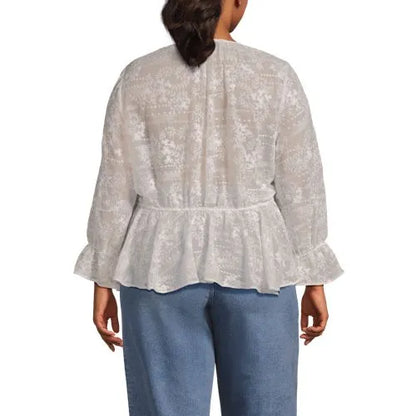 Women's Feminine Ruffle Chiffon V-neck Blouse