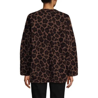 Women's Fuzzy Jacquard Cardigan Jacket Sweater