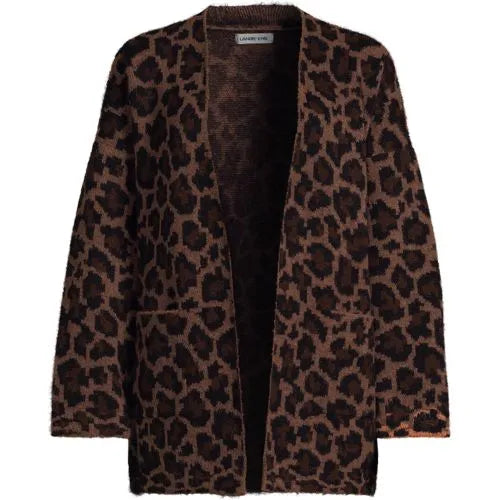 Women's Fuzzy Jacquard Cardigan Jacket Sweater