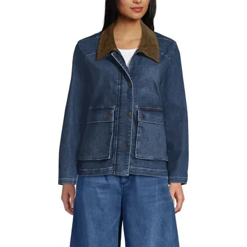 Women's Corduroy Collared Denim Jacket