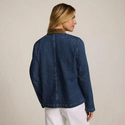 Women's Corduroy Collared Denim Jacket