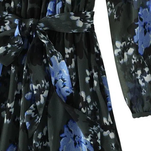 Women's Chiffon Tiered Long Sleeve Maxi Dress