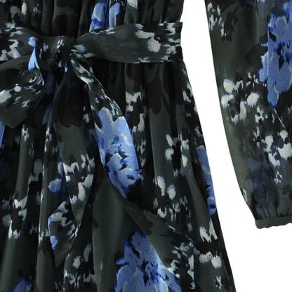 Women's Chiffon Tiered Long Sleeve Maxi Dress