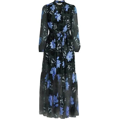 Women's Chiffon Tiered Long Sleeve Maxi Dress