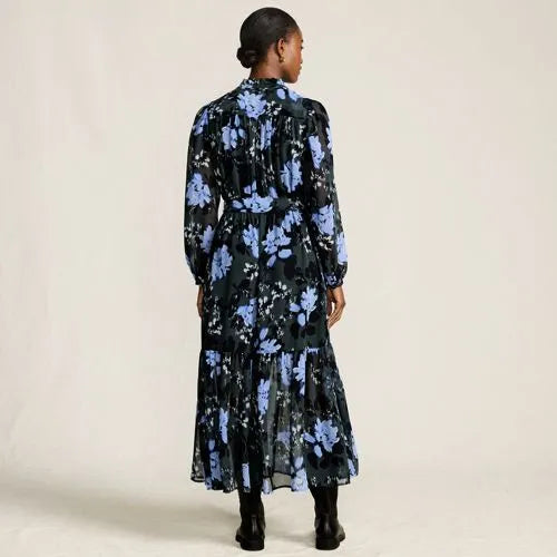 Women's Chiffon Tiered Long Sleeve Maxi Dress