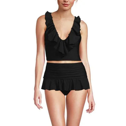 Womens Ruffle Plunge Midkini Top