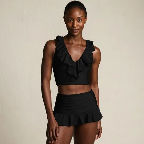 Womens Ruffle Plunge Midkini Top