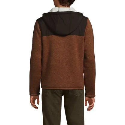 Men's Sweater Fleece Mixed Media Full Zip Jacket
