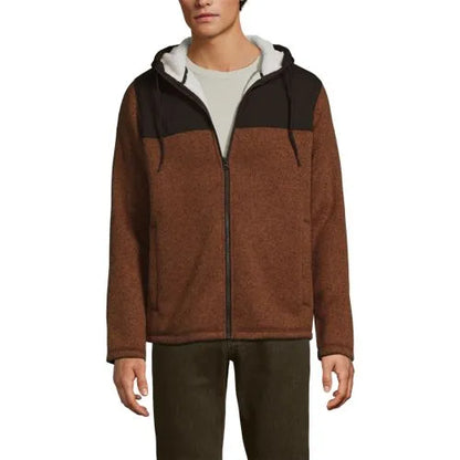 Men's Sweater Fleece Mixed Media Full Zip Jacket