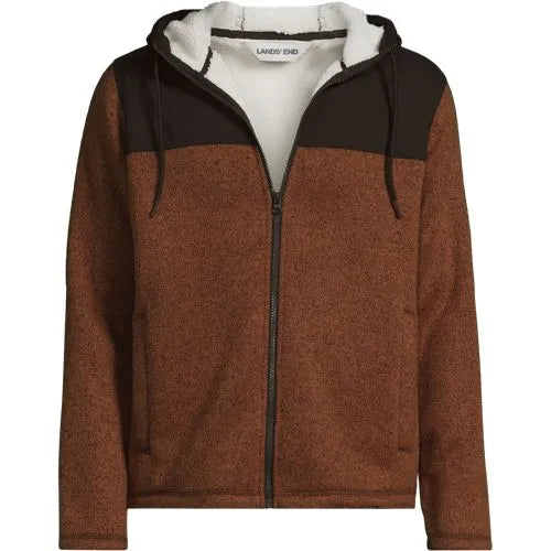 Men's Sweater Fleece Mixed Media Full Zip Jacket