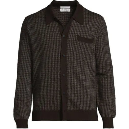 Men's Long Sleeve Washable Merino Button Through Sweater Polo