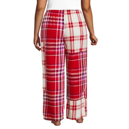 Women's Flannel Patchwork Wide Leg Sleep Pants