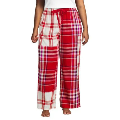 Women's Flannel Patchwork Wide Leg Sleep Pants