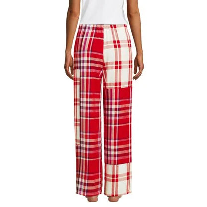 Women's Flannel Patchwork Wide Leg Sleep Pants