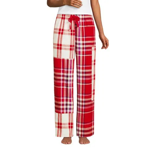 Women's Flannel Patchwork Wide Leg Sleep Pants