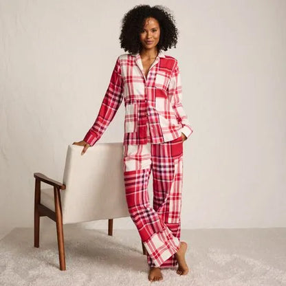 Women's Flannel Patchwork Wide Leg Sleep Pants