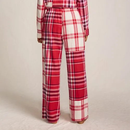 Women's Flannel Patchwork Wide Leg Sleep Pants