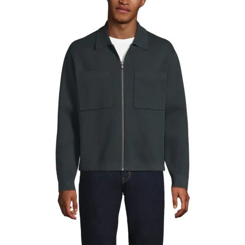 Men's Long Sleeve Fine Gauge Cotton Full Zip Chore Coat