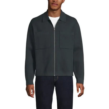 Men's Long Sleeve Fine Gauge Cotton Full Zip Chore Coat