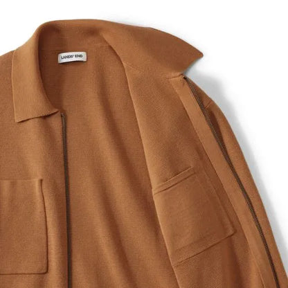 Men's Long Sleeve Fine Gauge Cotton Full Zip Chore Coat