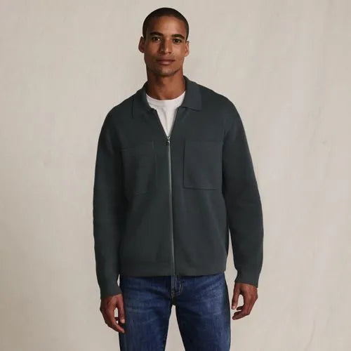 Men's Long Sleeve Fine Gauge Cotton Full Zip Chore Coat