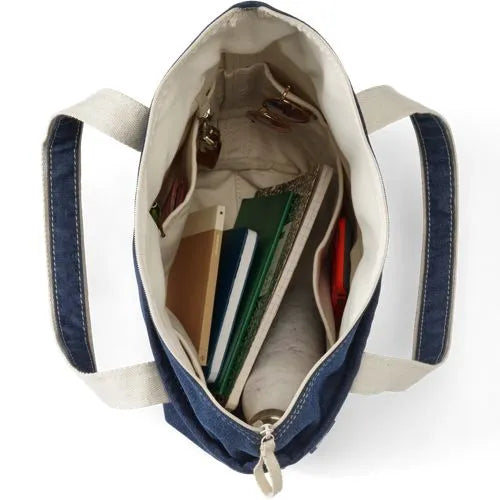 Medium Denim Open Top Tote Bag