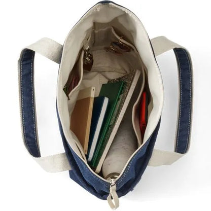 Medium Denim Open Top Tote Bag