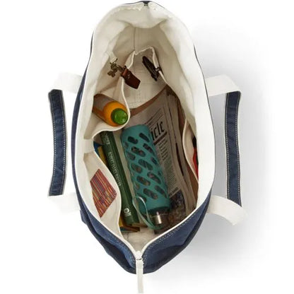 Medium Denim Open Top Tote Bag