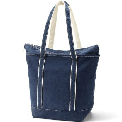 Medium Denim Open Top Tote Bag