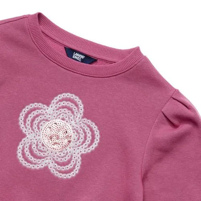 Girls Crew Neck Embroidered Sweatshirt