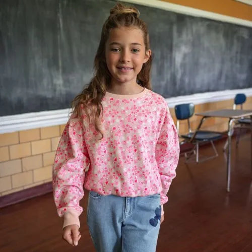 Girls Crew Neck Embroidered Sweatshirt