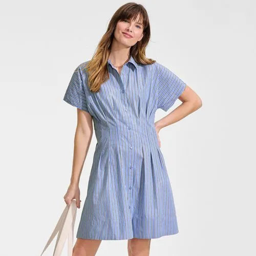 Women's Cambric Above the Knee Shirt Dress