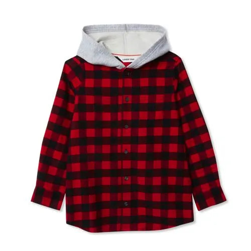 Kids Long Sleeve Hooded Flannel