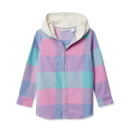 Kids Long Sleeve Hooded Flannel