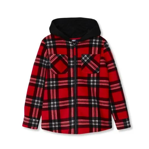 Kids Long Sleeve Hooded Flannel