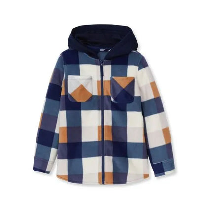 Kids Long Sleeve Hooded Flannel