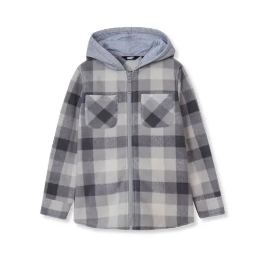 Kids Long Sleeve Hooded Flannel