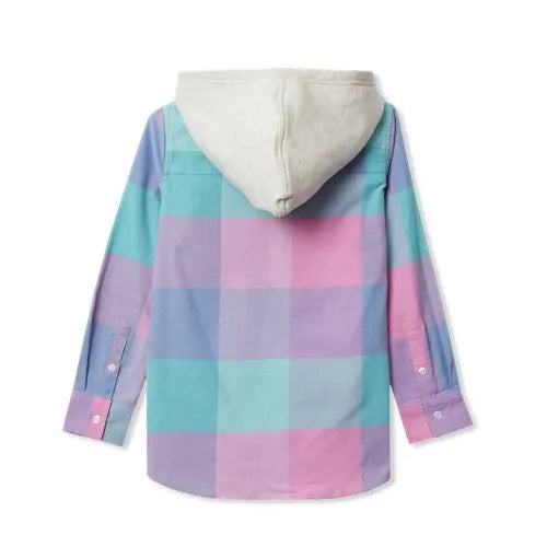 Kids Long Sleeve Hooded Flannel