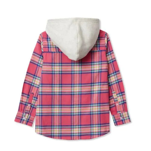 Kids Long Sleeve Hooded Flannel