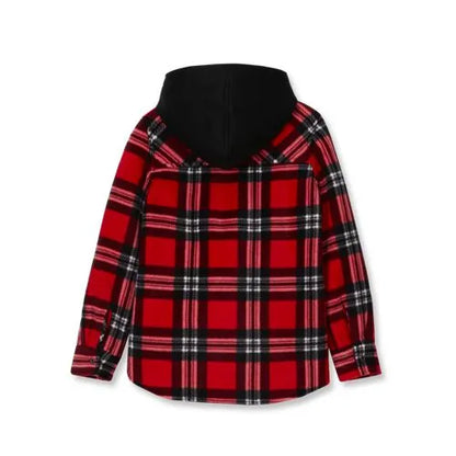 Kids Long Sleeve Hooded Flannel
