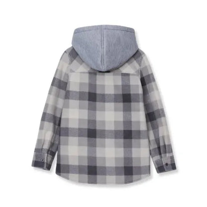 Kids Long Sleeve Hooded Flannel
