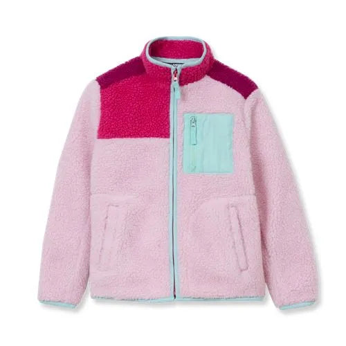 Kids Sherpa Contrast Full Zip Up Jacket