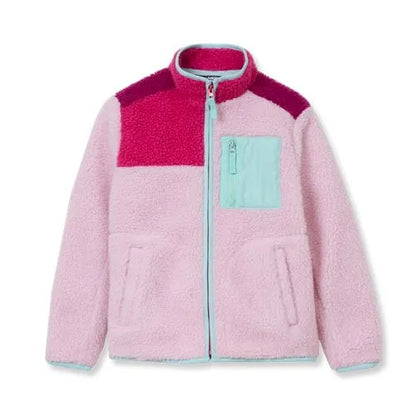 Kids Sherpa Contrast Full Zip Up Jacket