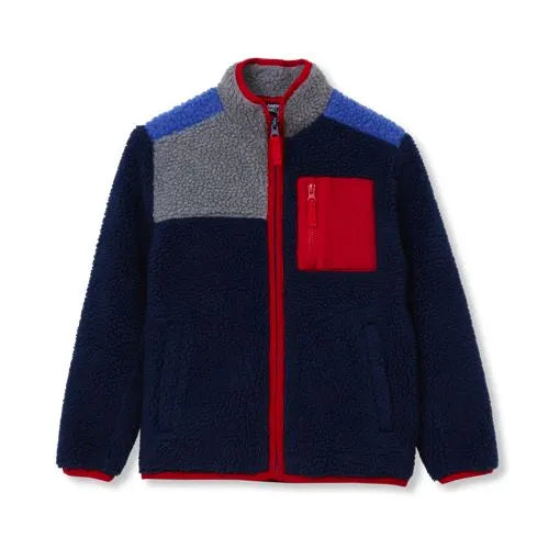 Kids Sherpa Contrast Full Zip Up Jacket