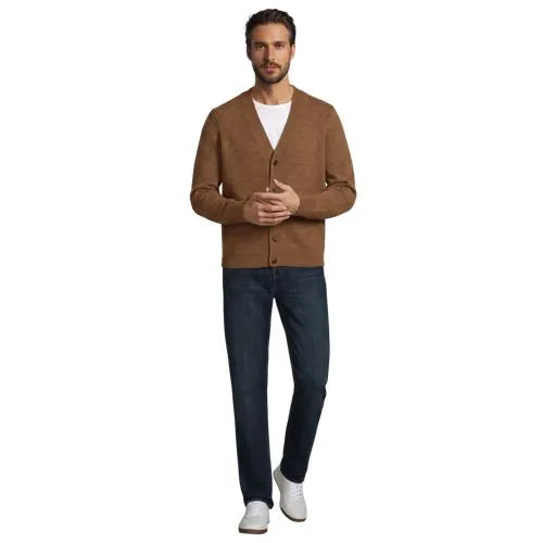 Men's Long Sleeve Fuzzy Argyle Cardigan Sweater